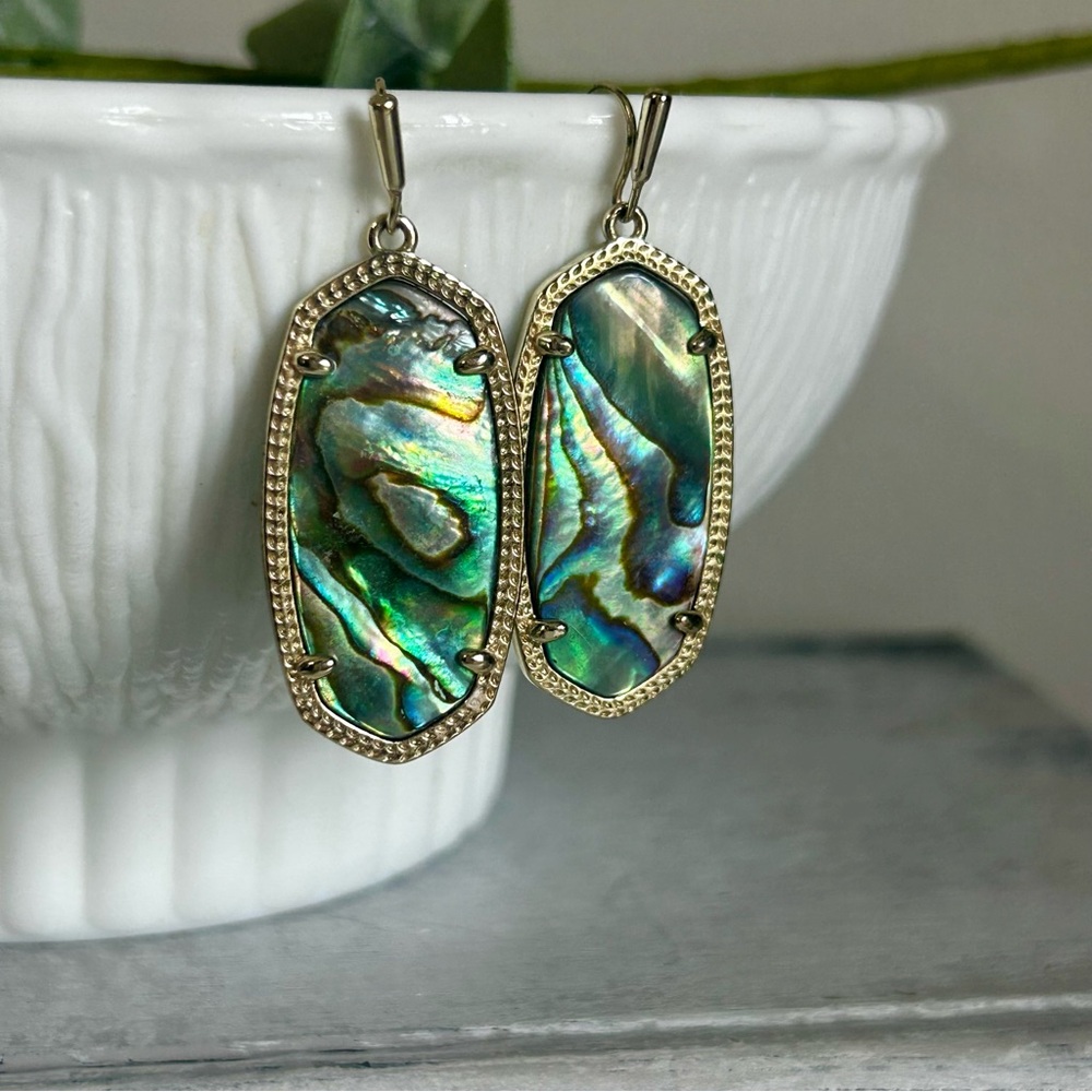 Kendra Scott Iridescent Abalone Earrings with Gold Accents
